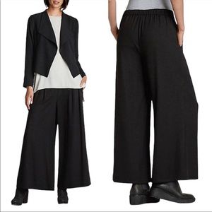 Eileen Fisher Flex Tencel Wide Leg Culotte Black Pant Trouser Lagen Minimalist
